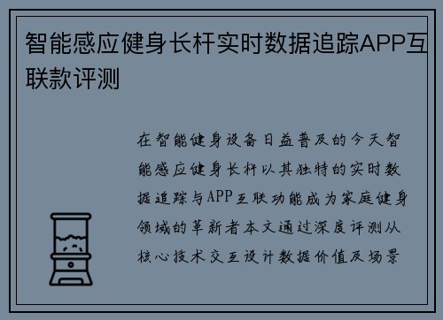 智能感应健身长杆实时数据追踪APP互联款评测