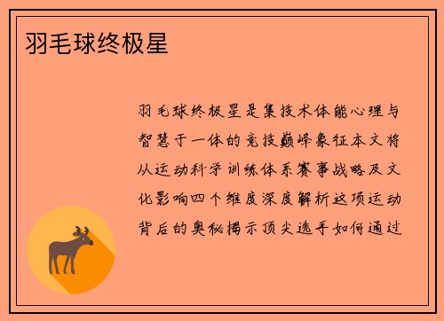 羽毛球终极星
